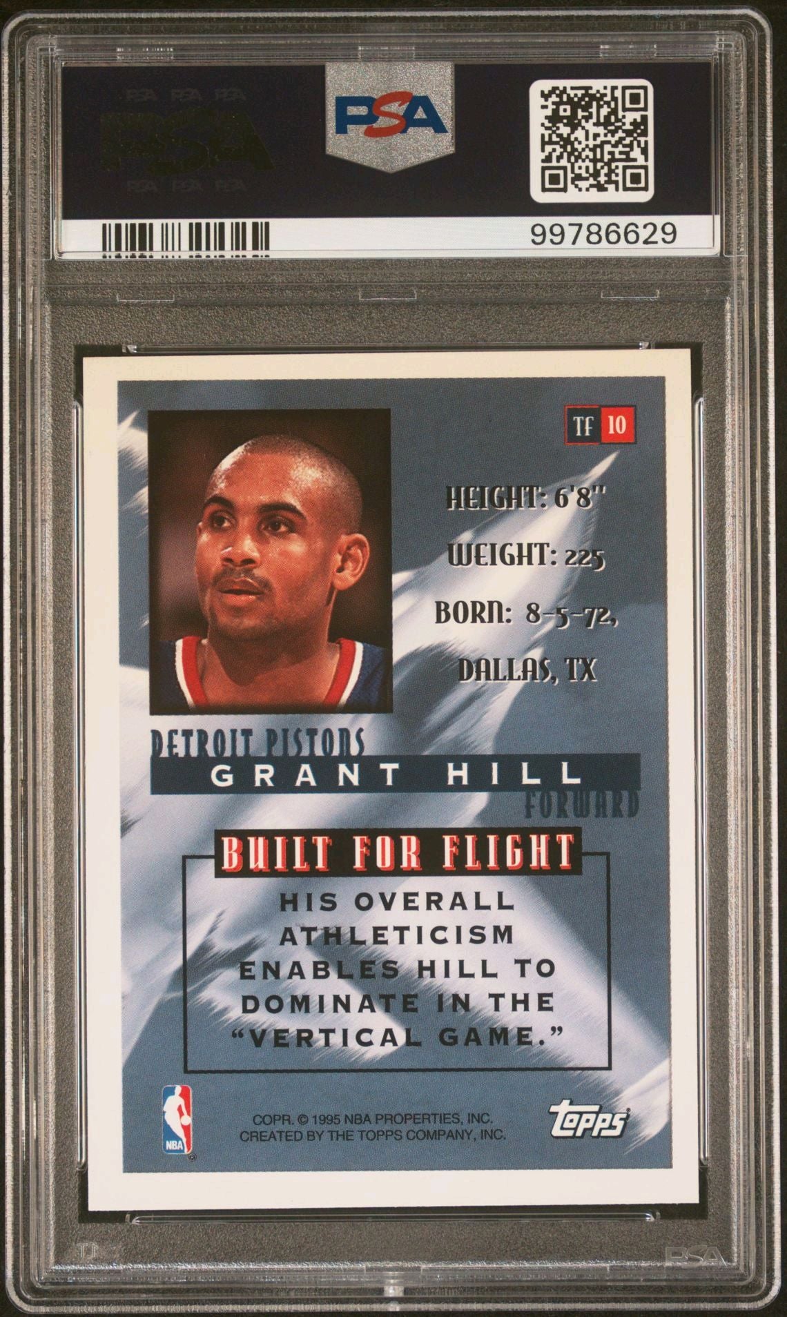 1995 Topps Grant Hill Top Flight Insert #TF10