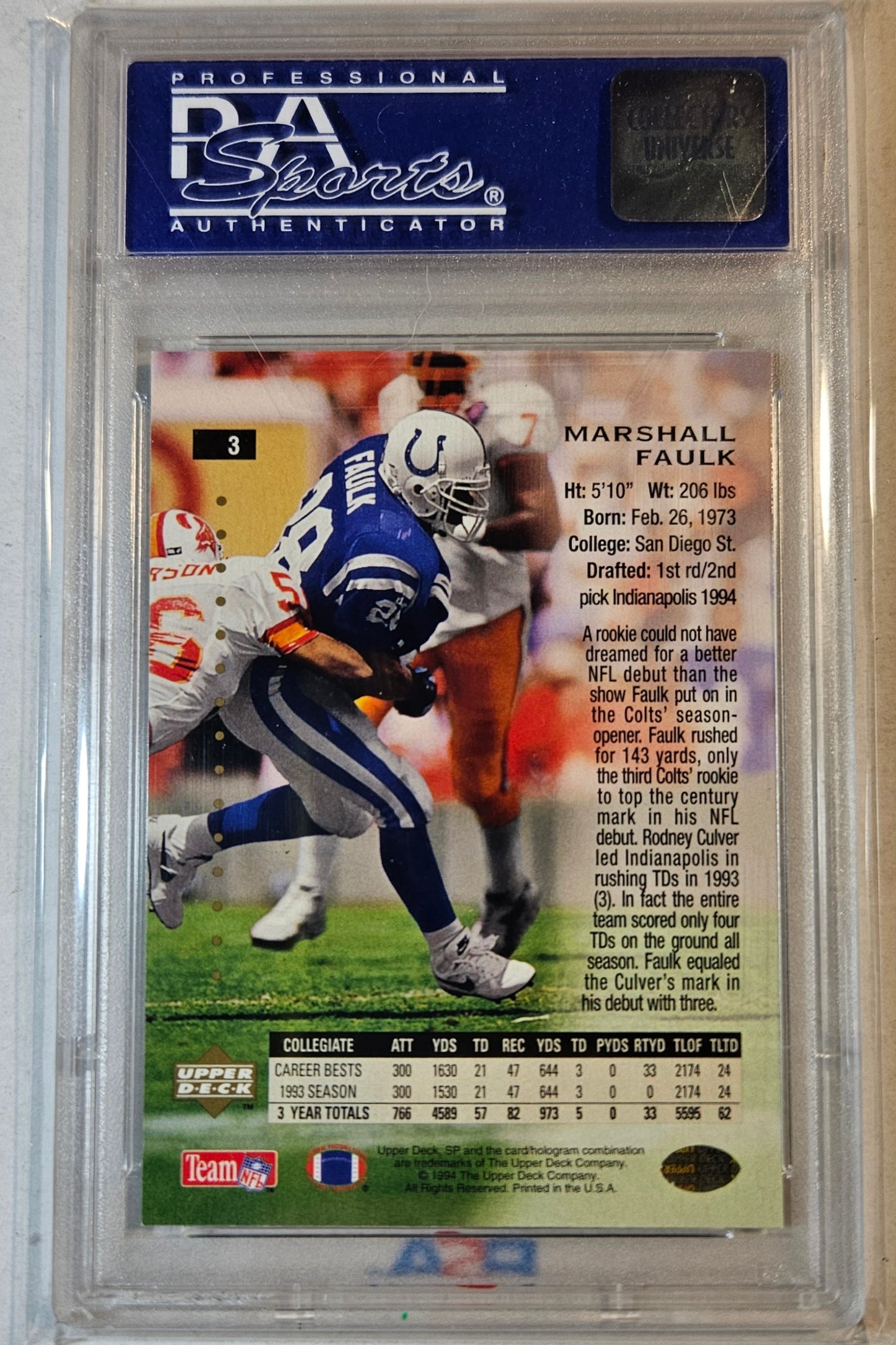 1994 Upper Deck SP #3 Marshall Faulk