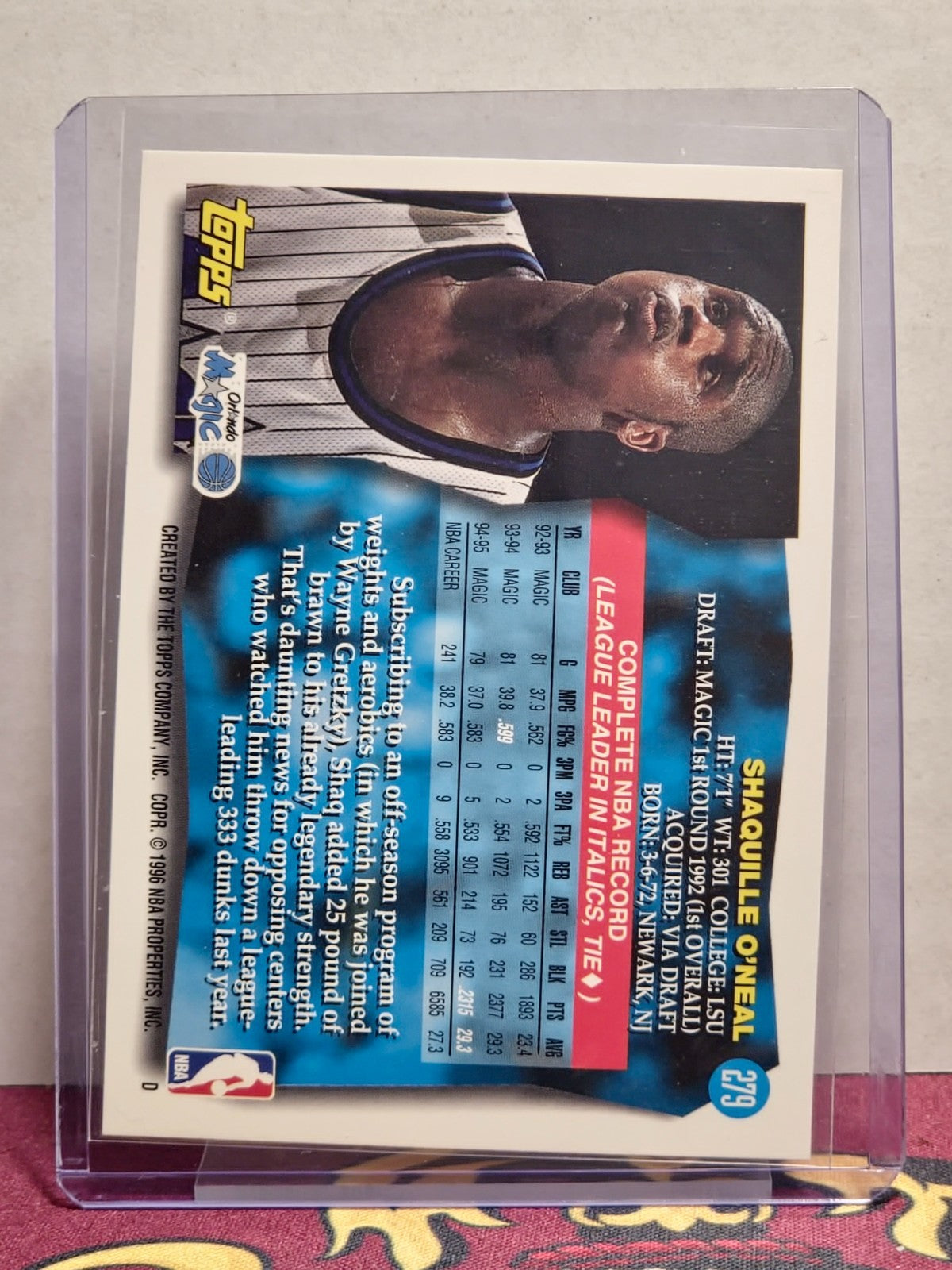 1995-96 Topps - Shaquille O'Neal #279 2