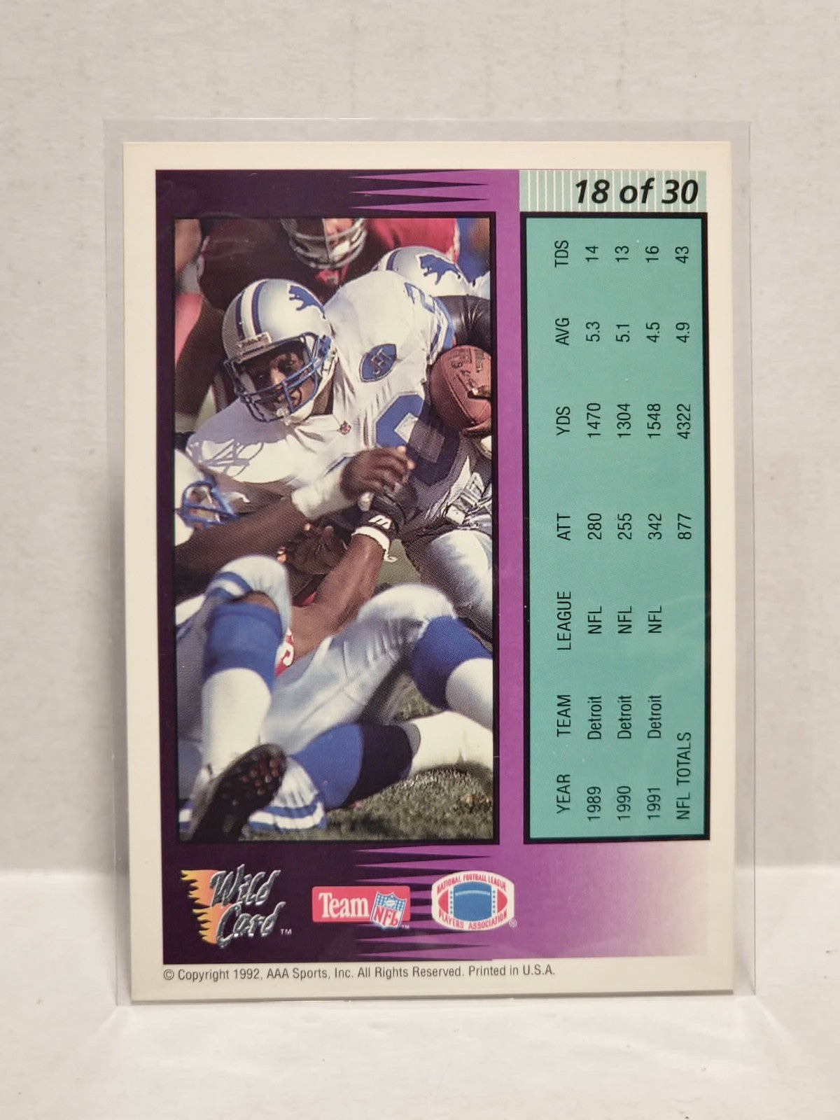 1992 Wild Card - Field Force Barry Sanders #18 2