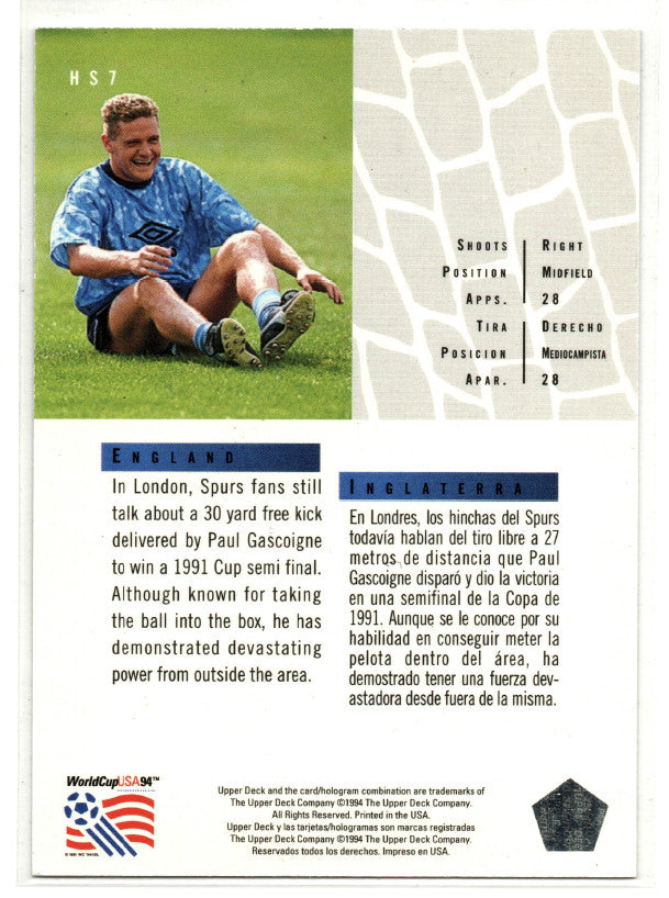1994 Upper Deck Paul Gascoigne Hot Shots #HS7 2