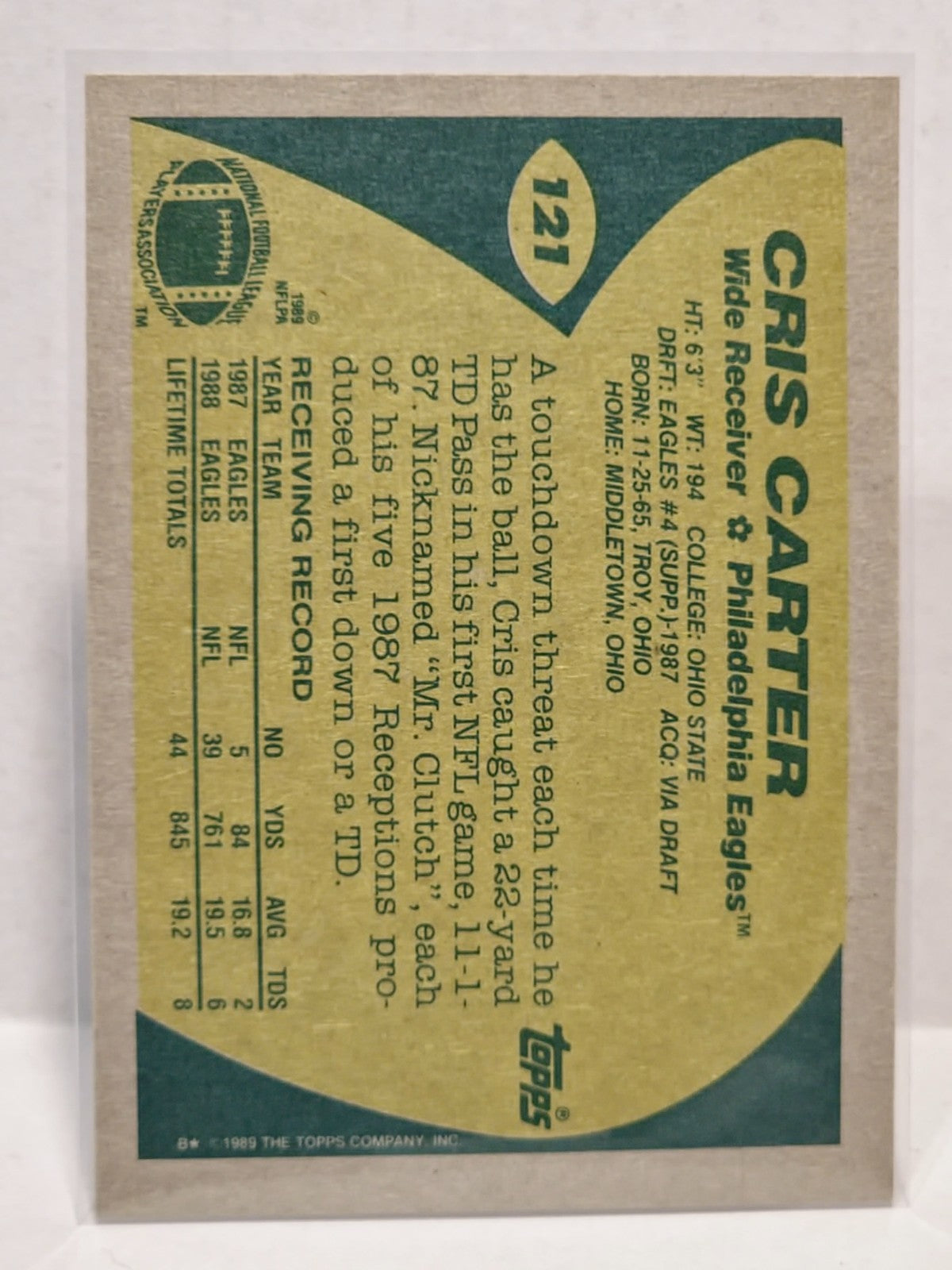 1989 Topps - Cris Carter #121 (RC) 2