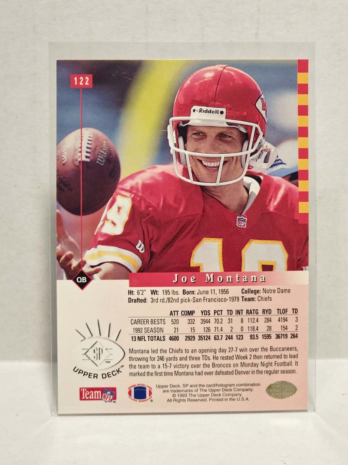 1993 Upper Deck SP - Joe Montana #122 2