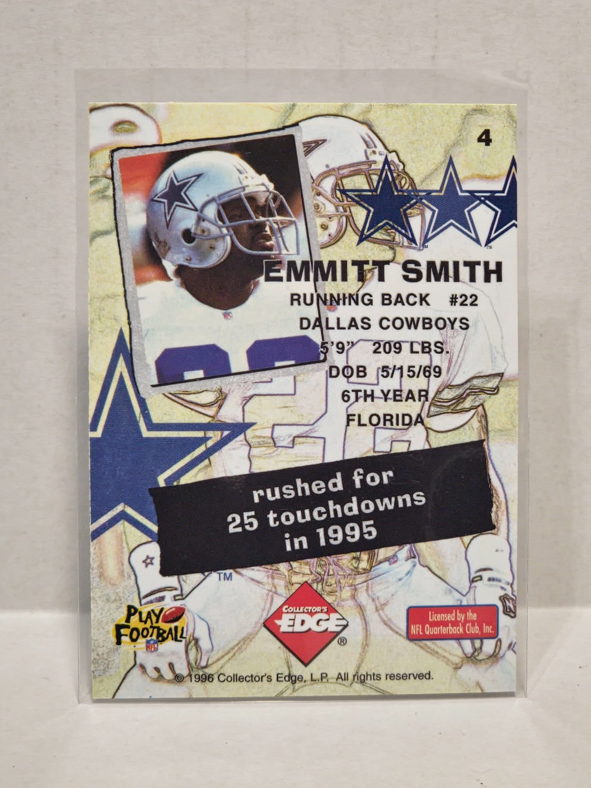 1995 Collector's Edge Nitro Redemption #4 Emmitt Smith 2