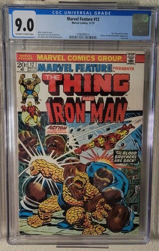 Marvel Feature # 12 CGC 9.0 1973 Iron Man Thanos App Thing Blood Bros Last Issue
