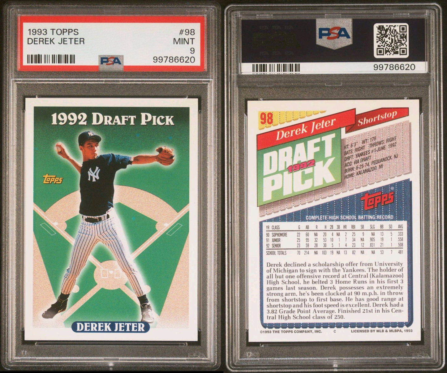 1993 Topps & 1992 Classic Derek Jeter RC HOF Lot of 3
