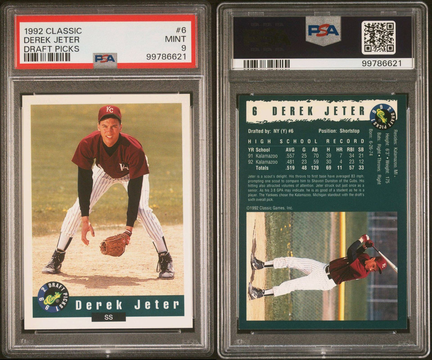 1993 Topps & 1992 Classic Derek Jeter RC HOF Lot of 3