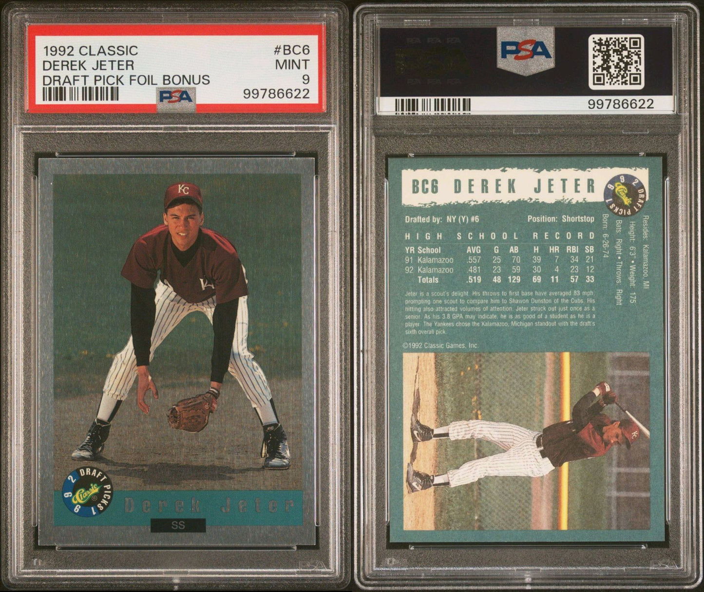 1993 Topps & 1992 Classic Derek Jeter RC HOF Lot of 3
