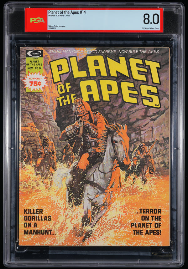 1975 Planet of the Apes Magazine #14 Marvel Curtis Movie Adaptation PSA 8