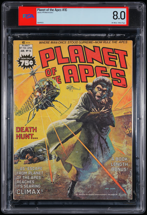 1976 Planet of the Apes #16 January Marvel Curtis Mag Death Hunt Climax PSA 8