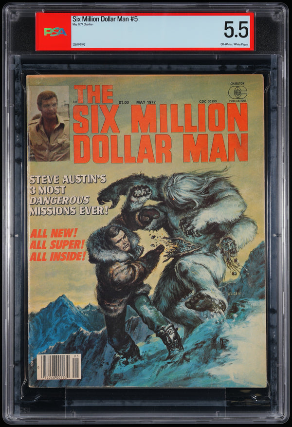 1977 Charlton Six Million Dollar Man Magazine #5 PSA 5.5 Sparling Art Norem Cov