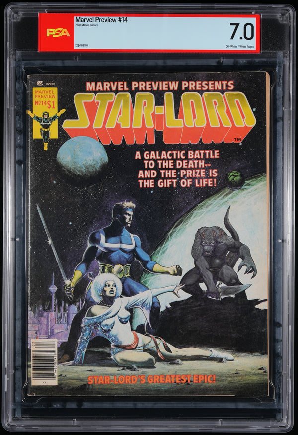 1978 MARVEL PREVIEW #14 Third Star Lord GOTG MCU STARLIN Alcala PSA 7 F/VF Mag