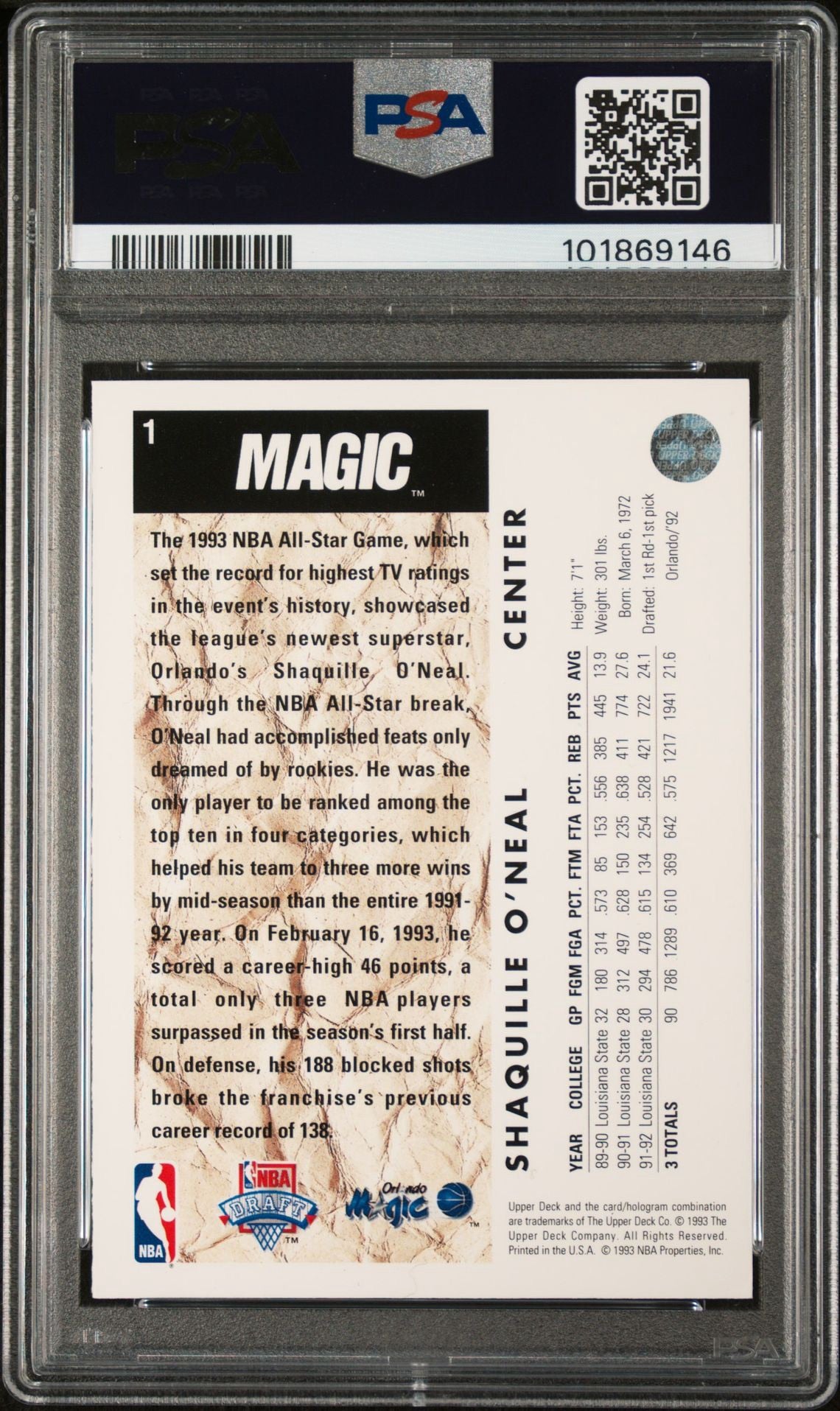 1992 Upper Deck #1 Shaquille O'Neal + Redemption 4 Card Lot