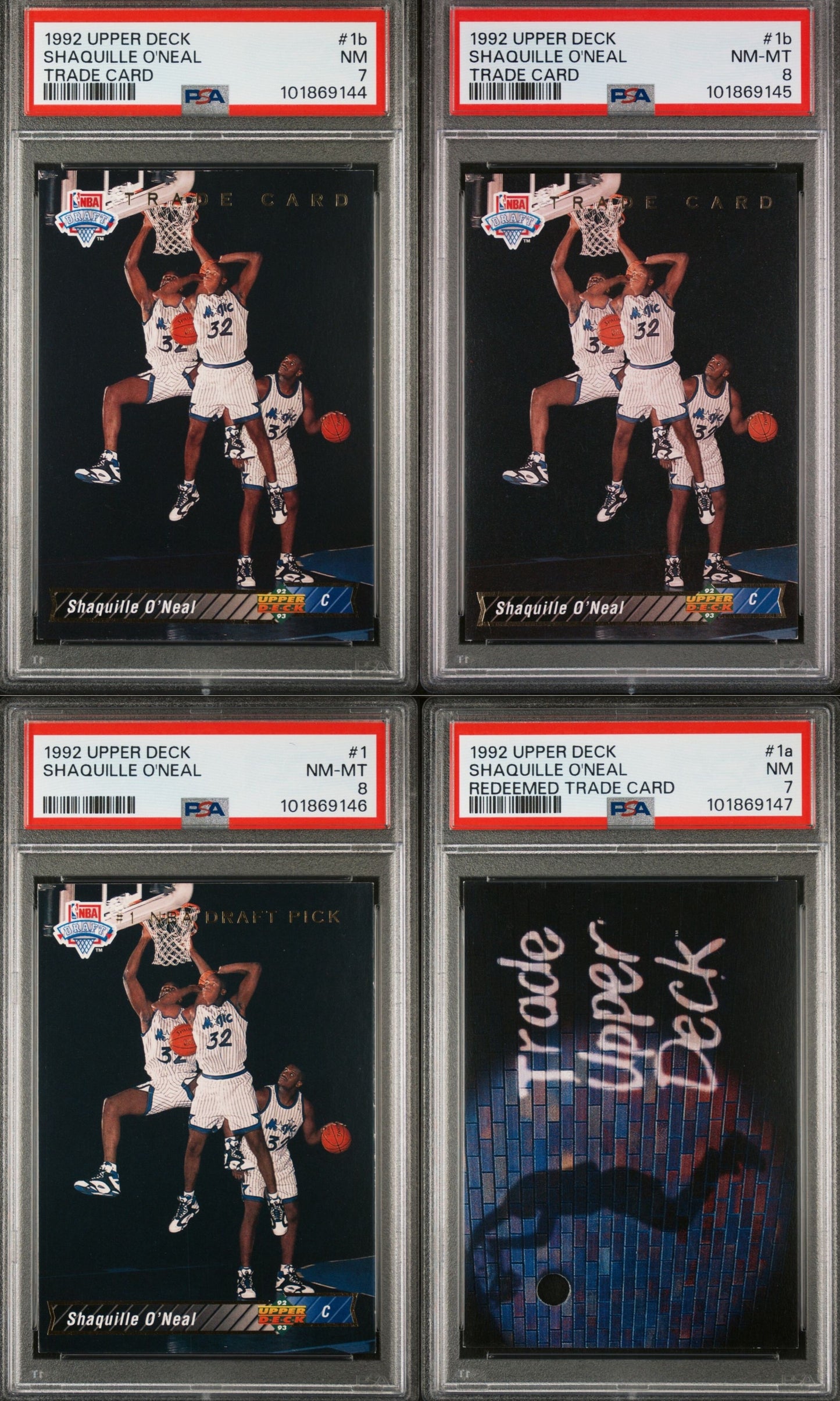 1992 Upper Deck #1 Shaquille O'Neal + Redemption 4 Card Lot