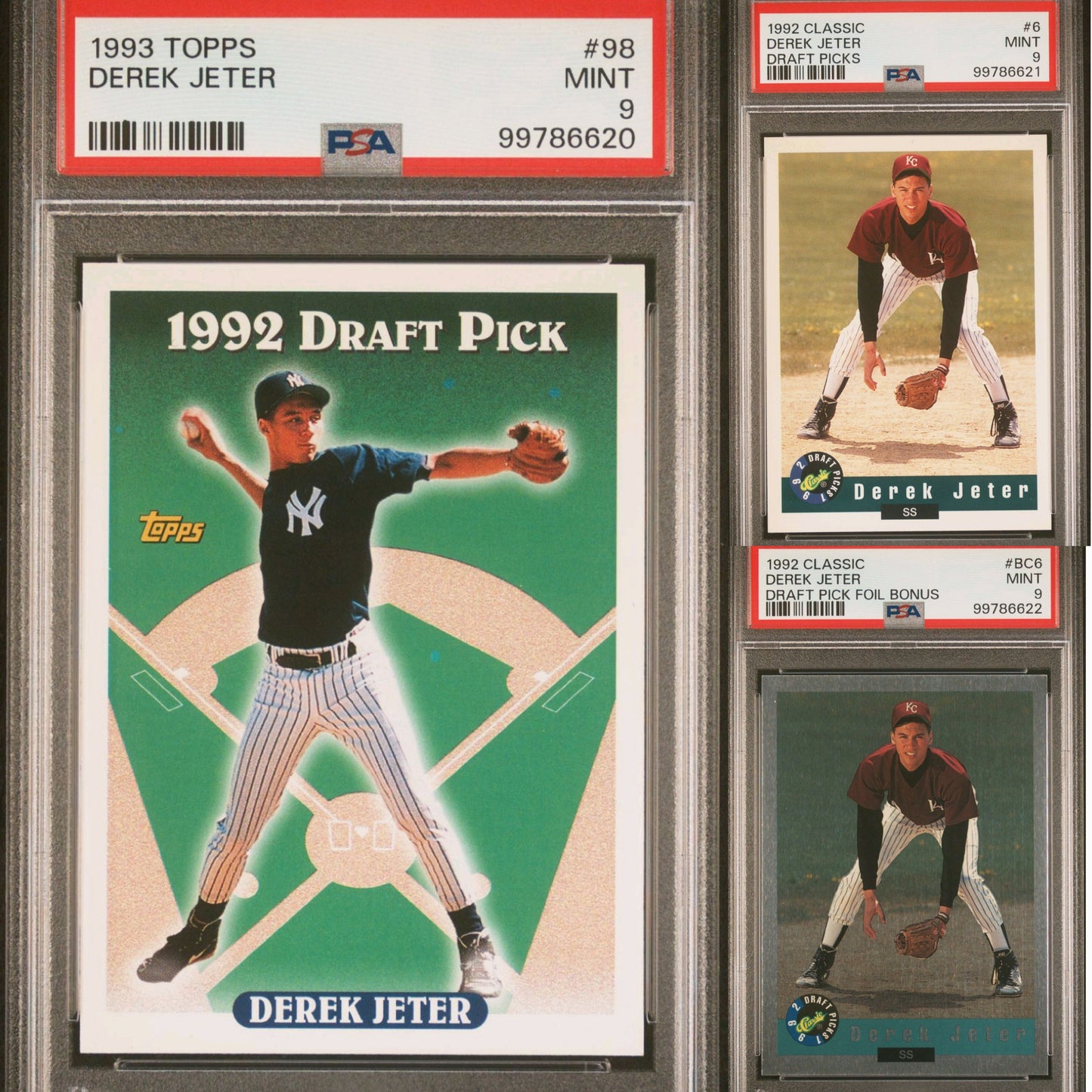 1993 Topps & 1992 Classic Derek Jeter RC HOF Lot of 3