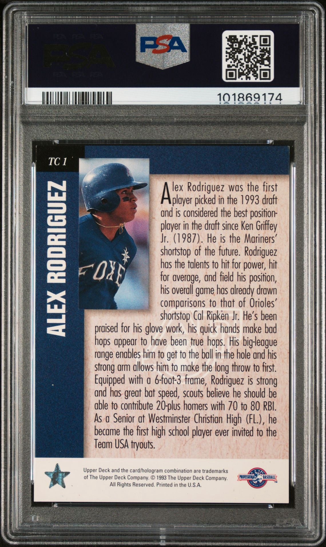 1994 UD Minor League Trade Card #TC1 Alex Rodriguez