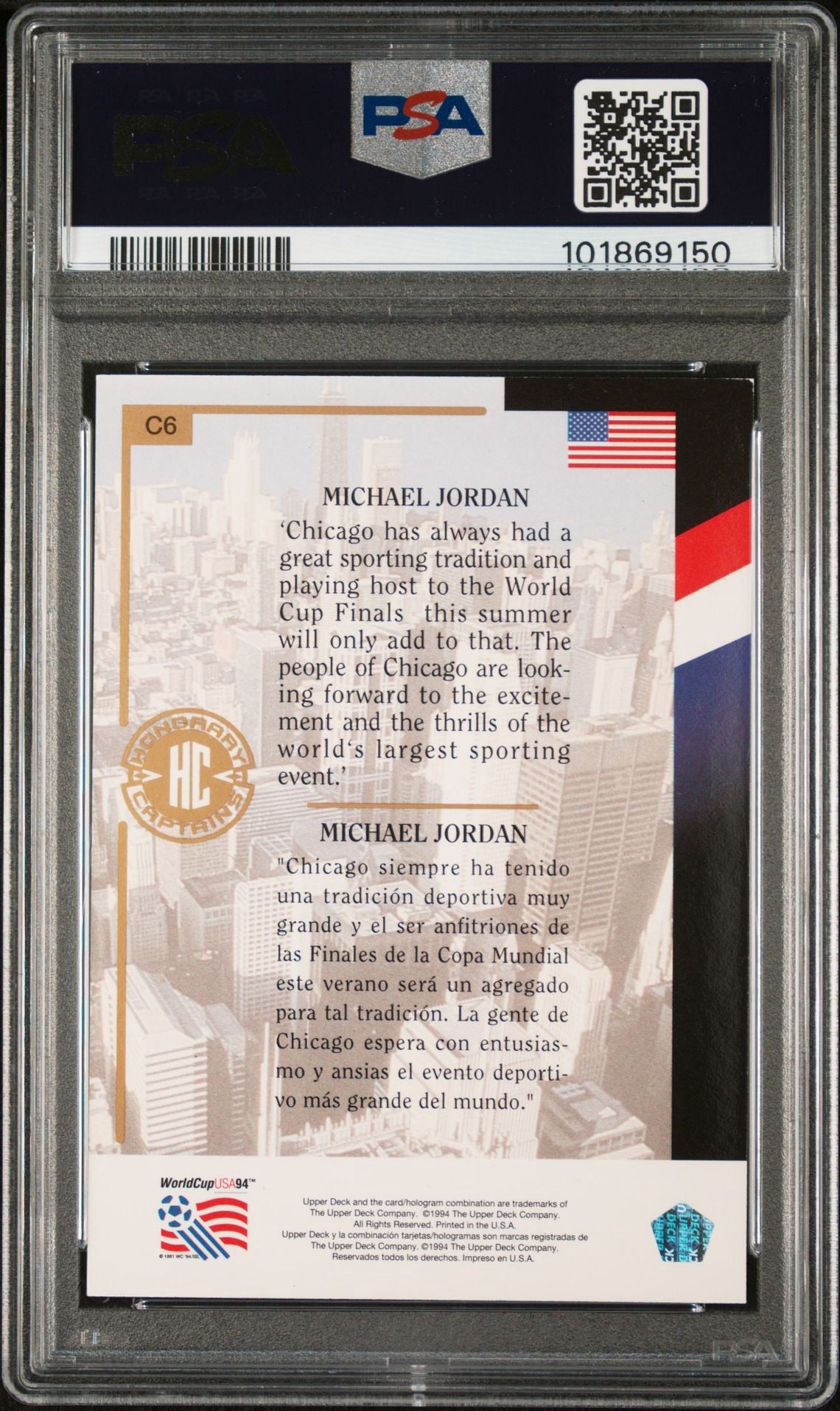 1994 Upper Deck Soccer World Cup Captain Michael Jordan C6 & 1990 Fleer Insert
