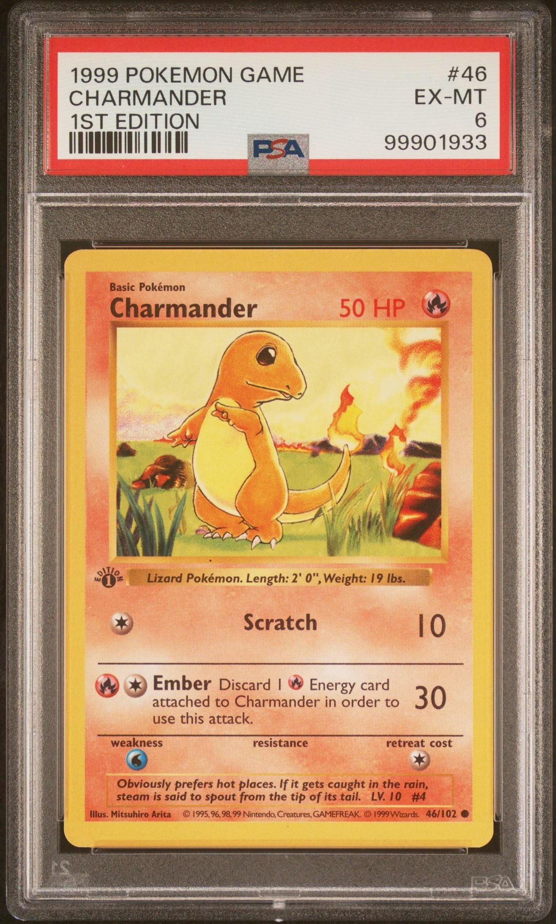 1999 Pokemon TCG Charmander 46/102 Base Set 1st Edition