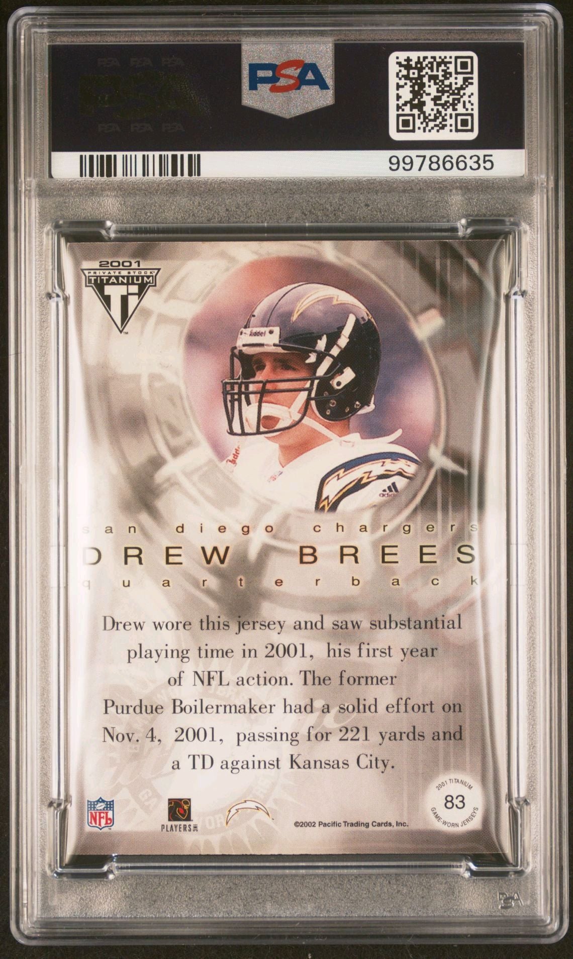 2001 Private Stock Titanium Postseason #83 Drew Brees Rookie Patch