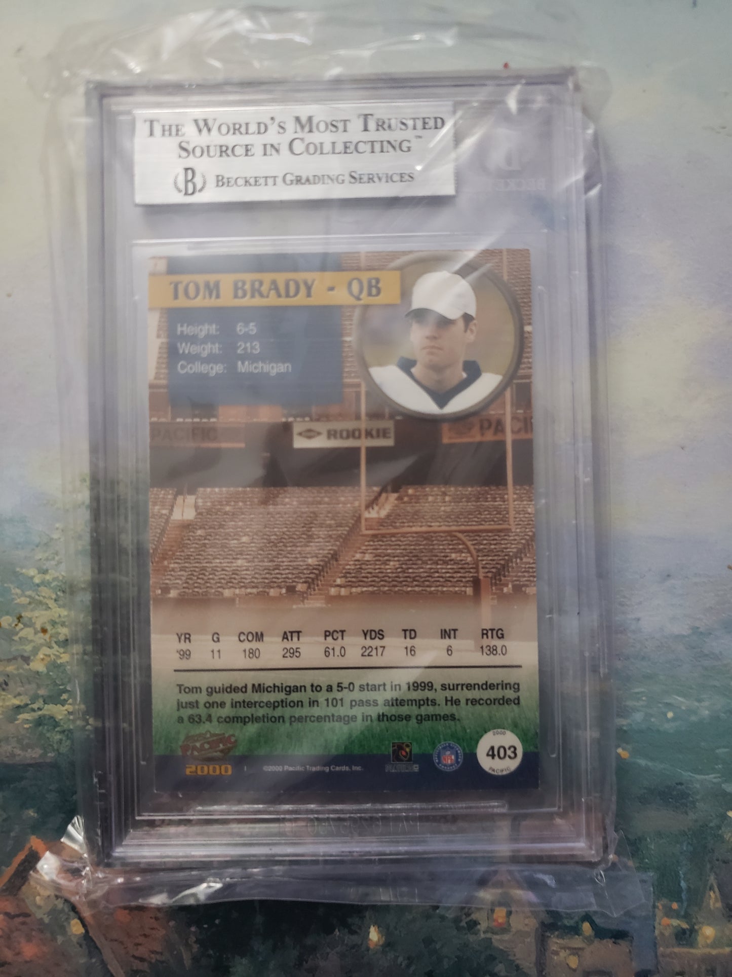 2000 Pacific Gold #403 Tom Brady Rookie Card 12/199