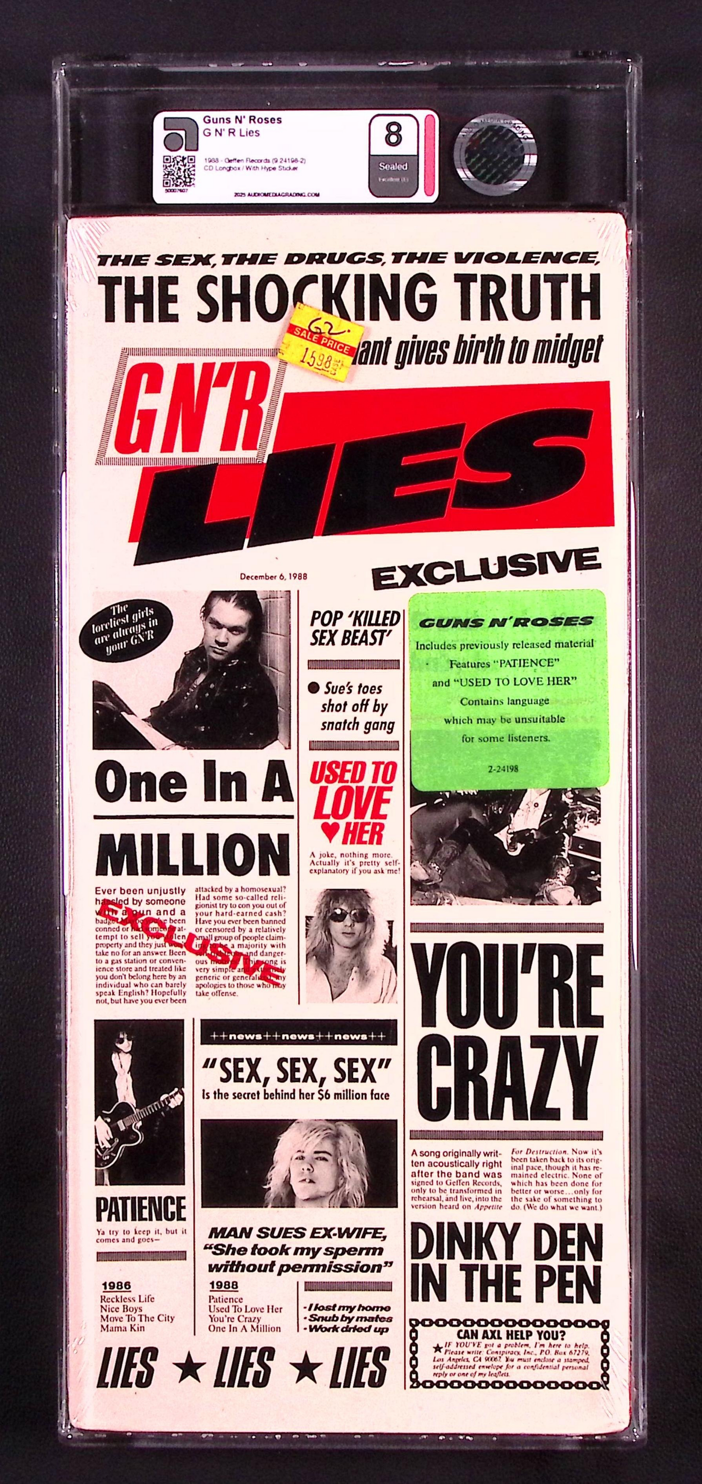 Guns N' Roses – G N' R Lies - Sealed CD LONGBOX USA 1988