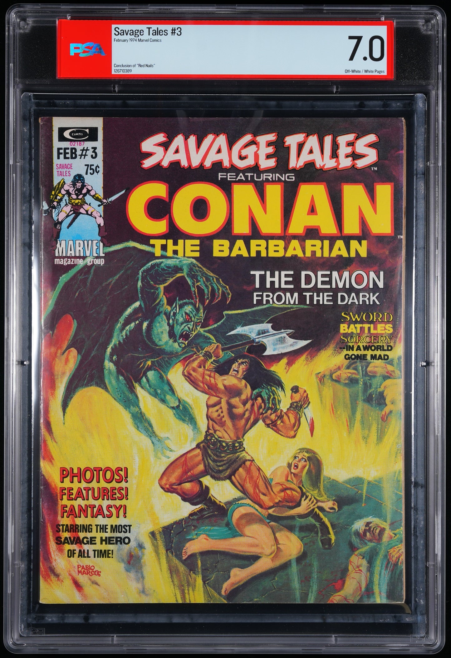 Savage Tales Conan the Barbarian #3 1974 Marvel Iconic Romita Red Nails PSA 7
