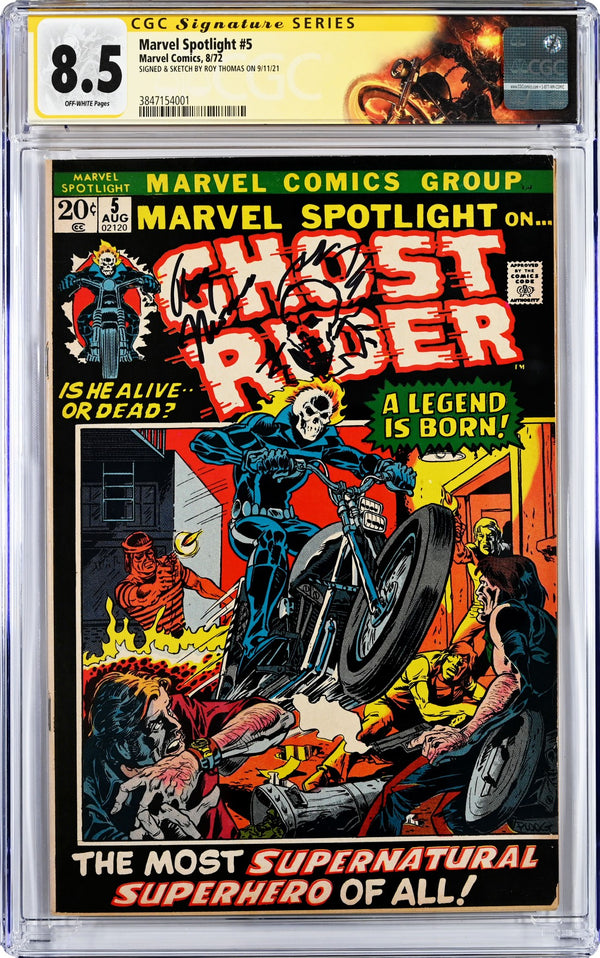 Marvel Spotlight #5 1st app of Ghost Rider Signed & Sketch Roy Thomas