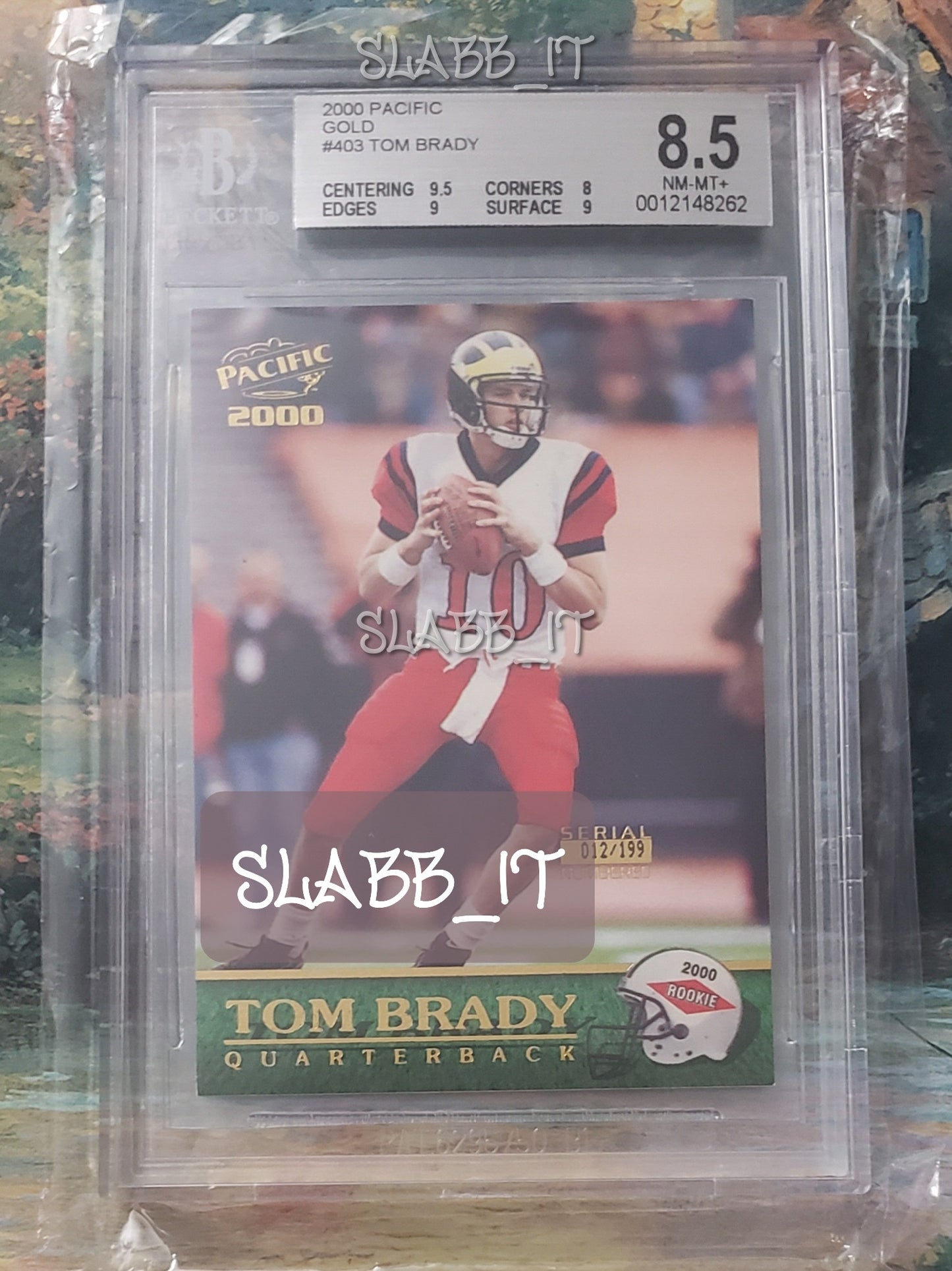 2000 Pacific Gold #403 Tom Brady Rookie Card 12/199
