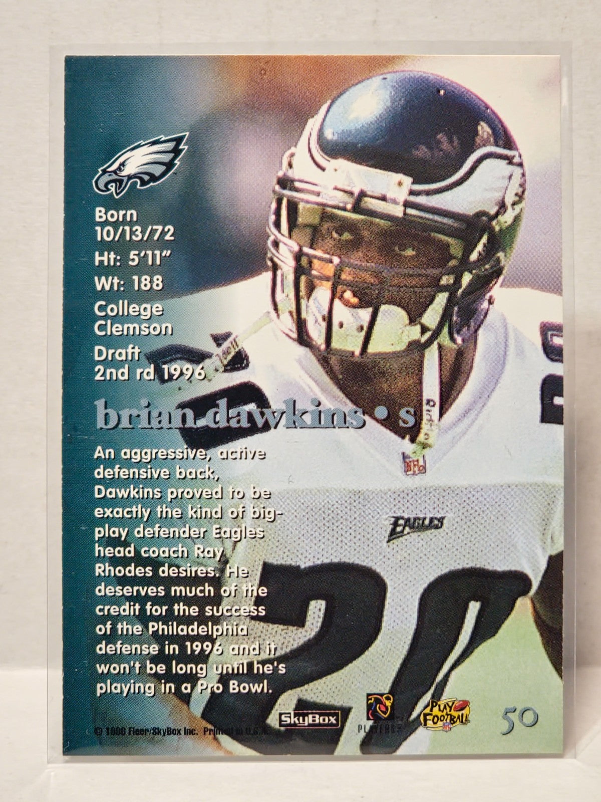 1996 Skybox Impact Rookies Brian Dawkins #50 2