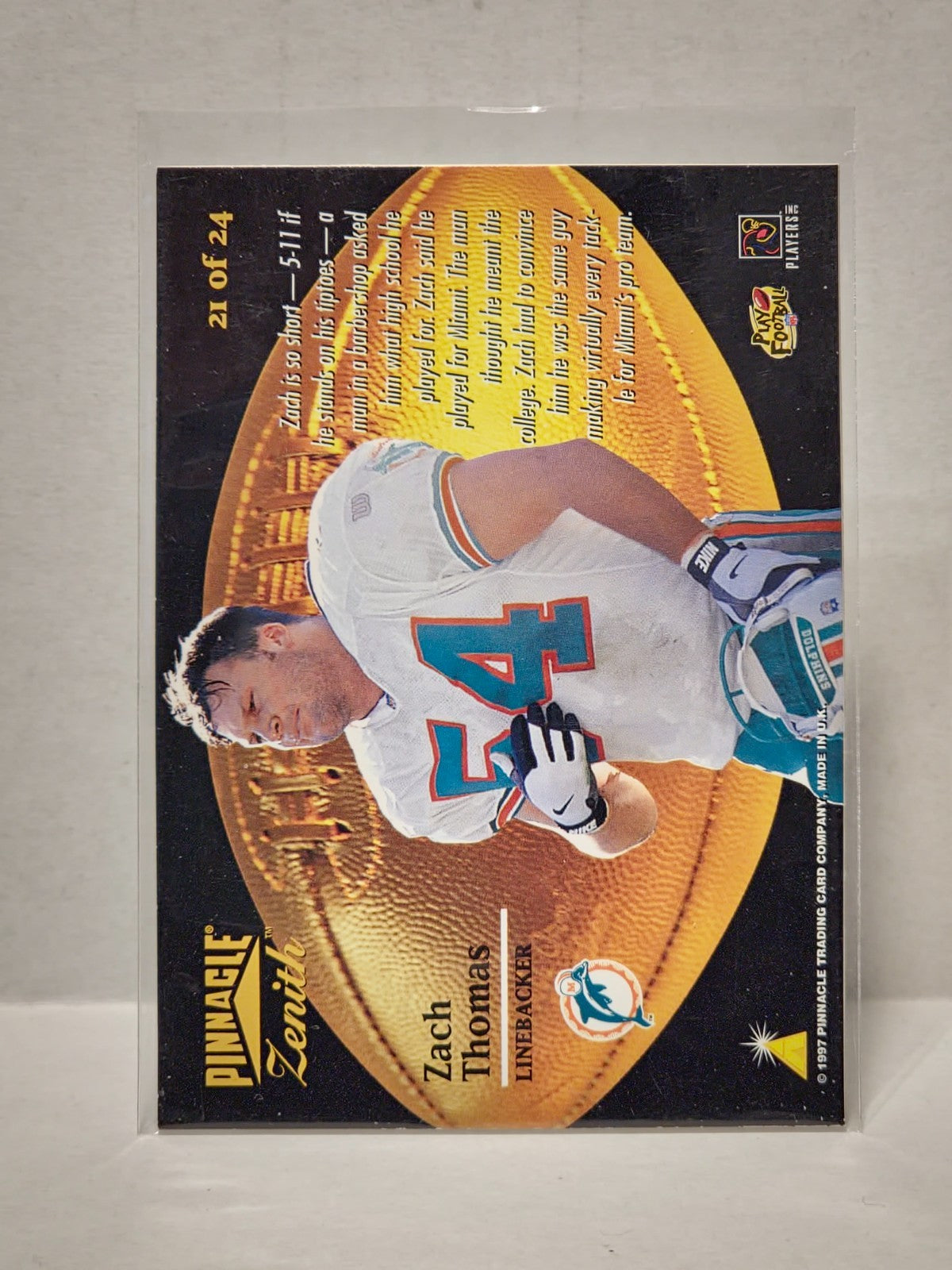 1997 Pinnacle Zenith Rookie Rising Zach Thomas #21 HOF 2