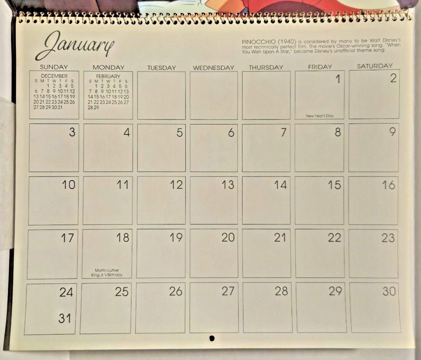 Disney Calendar 1988 Walt Disney Classics Colorful Prints Retro Leap Year 2044 3