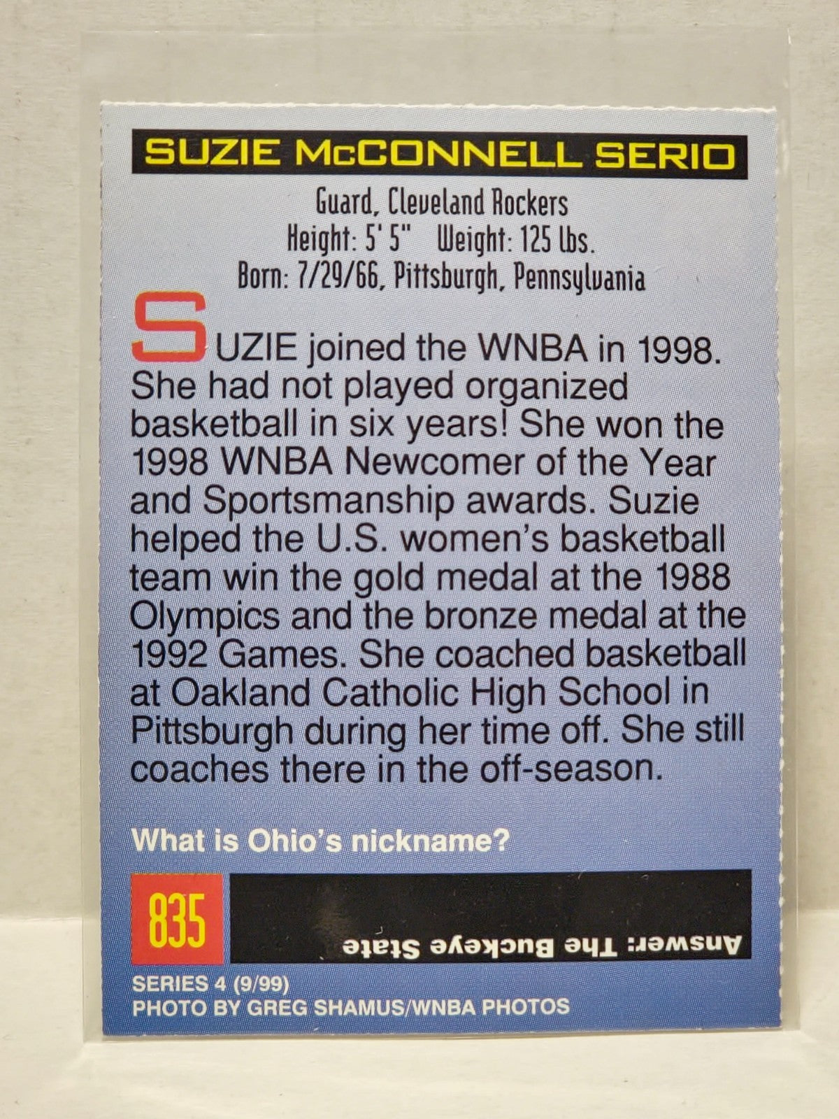 1999 Sports Illustrated for Kids Series 2 - Suzie McConnell Serio #835 2
