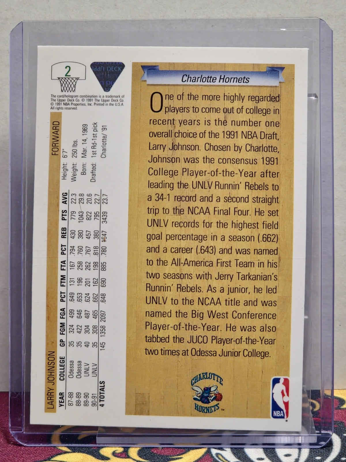 1991-92 Upper Deck - Draft Pick Larry Johnson #2 (RC) 2