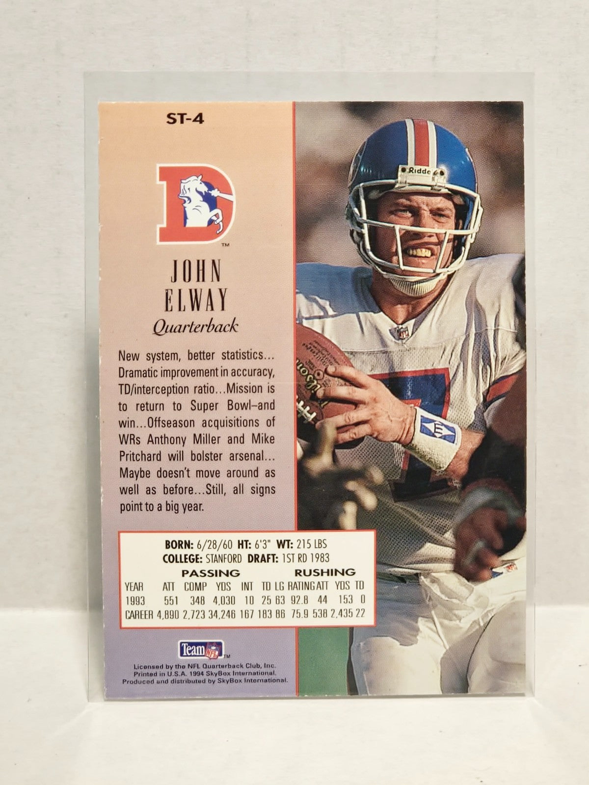 1994 Skybox Premium Sky Tech Stars John Elway #ST-4 HOF 2