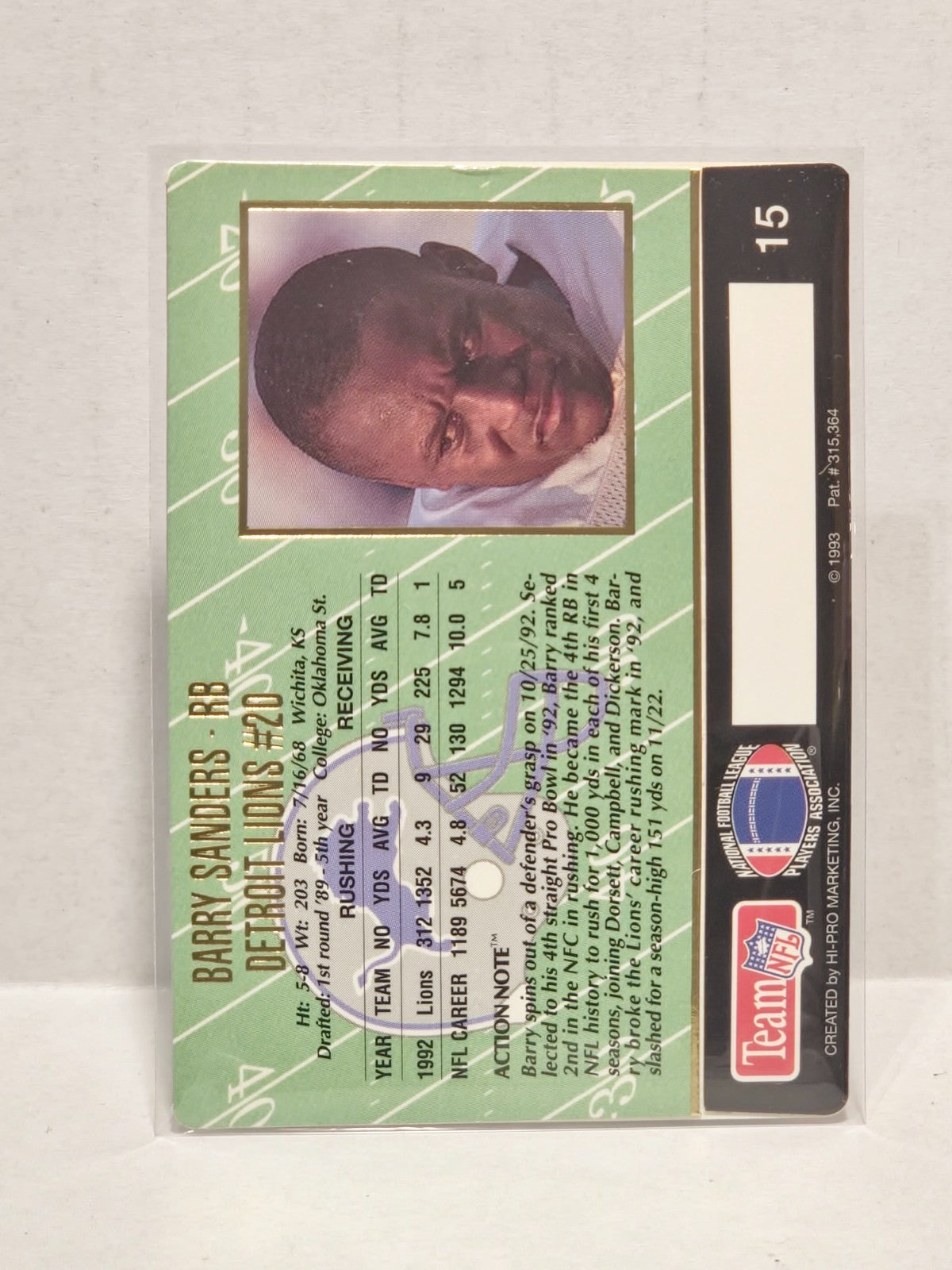1993 Action Packed - Barry Sanders #15 2