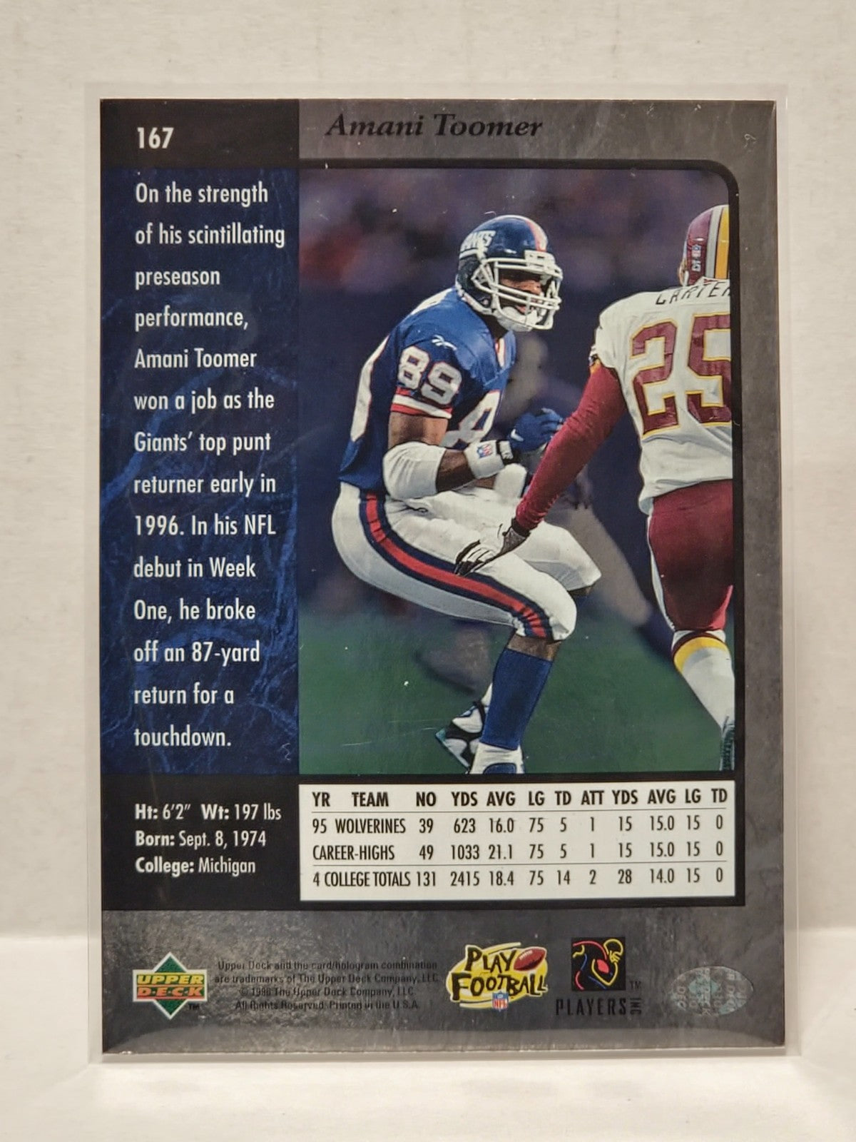 1996 SP - Amani Toomer #167 (RC) 2