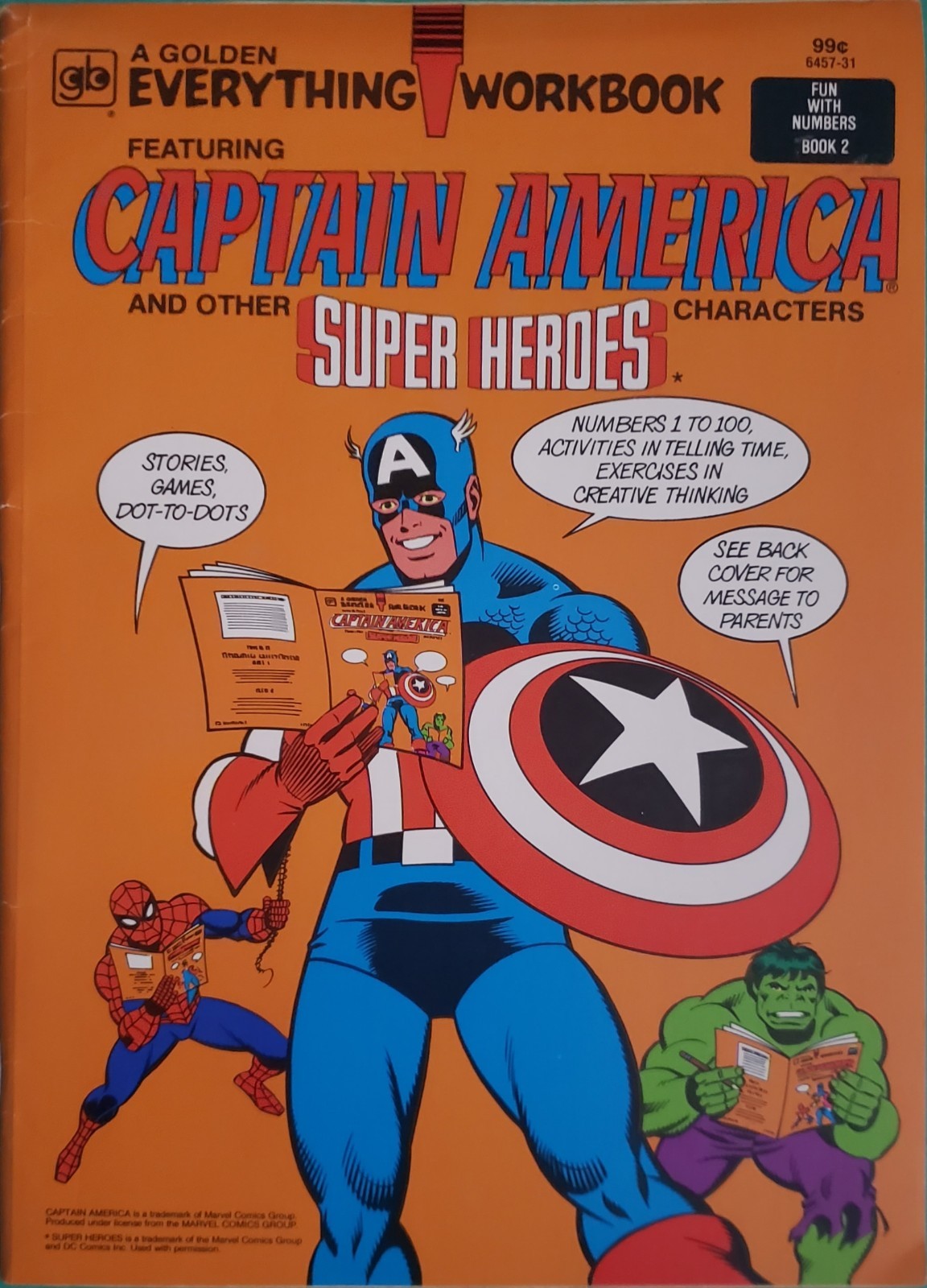 A Golden Everything Workbook CAPTAIN AMERICA 1980 Vintage Marvel  Superhero MCU 1