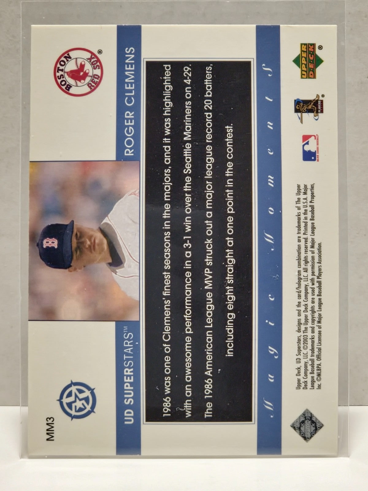 2003 UD Superstars Magic Moments Roger Clemens #MM3 Boston Red Sox 2