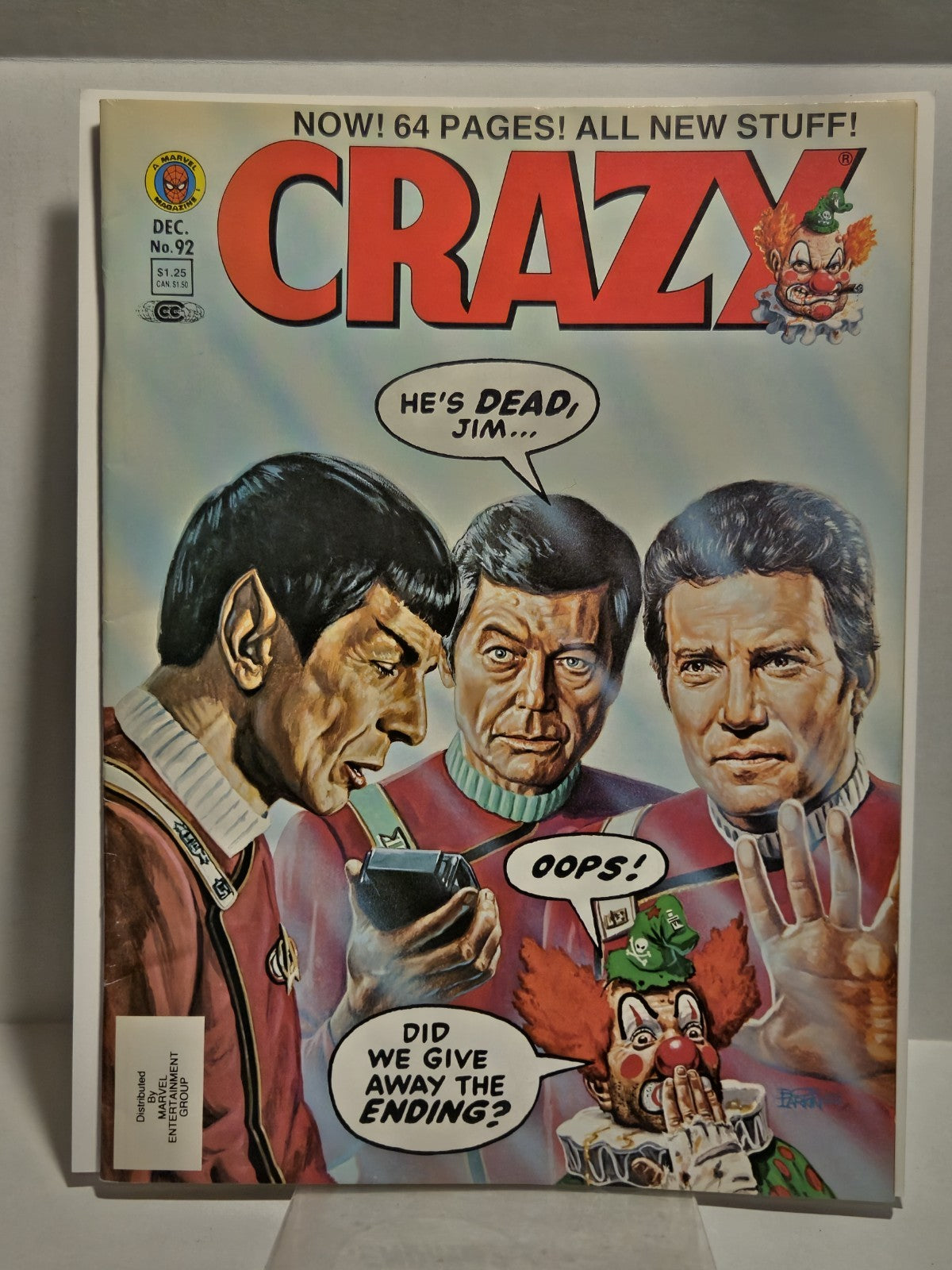 CRAZY Marvel Magazine #92 Dec 1982 Bob Larkin Cover Star Trek II Wrath of Conned 1