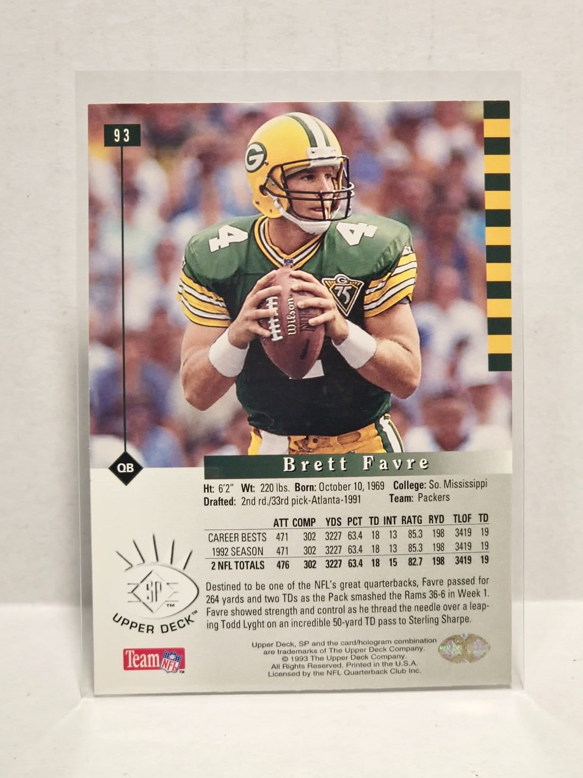 1993 Upper Deck SP - Brett Favre #93 2
