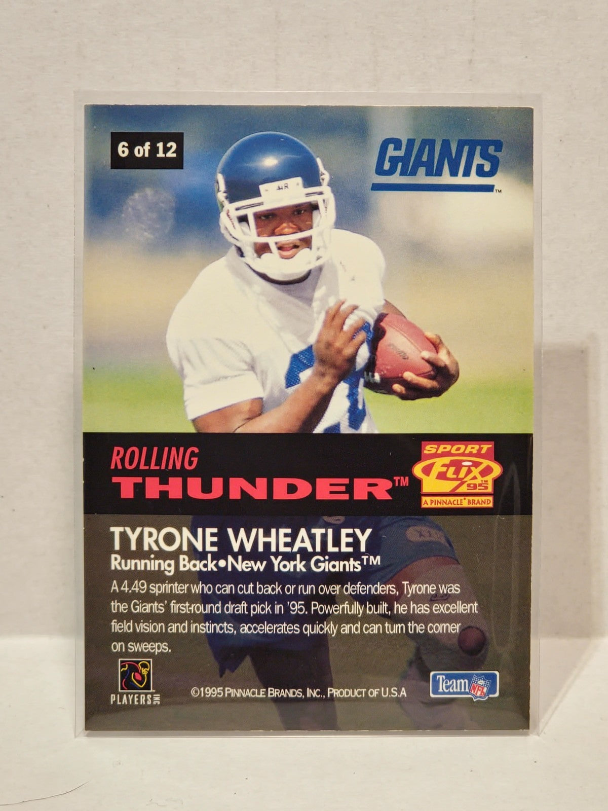 1995 Sportflix Rolling Thunder Tyrone Wheatley #6 Rookie RC 2
