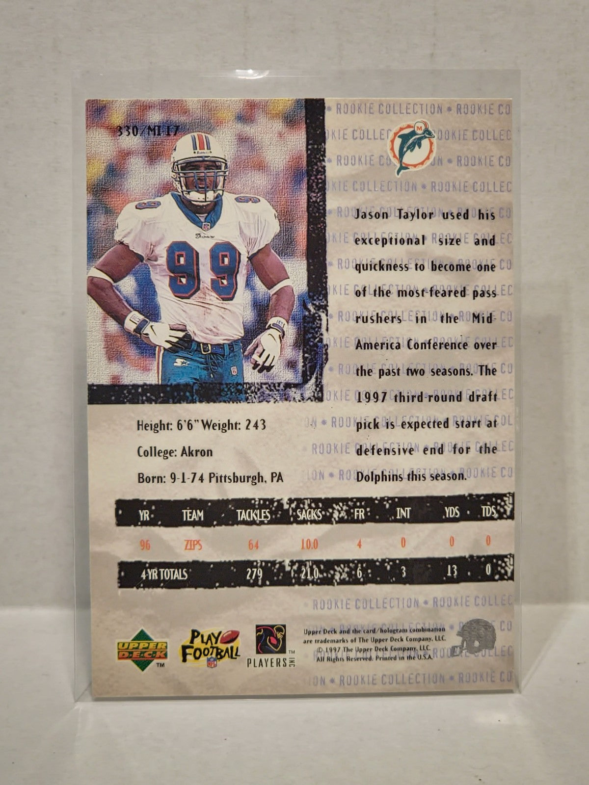 1997 Upper Deck Collector's Choice - Jason Taylor #330 (RC) 2