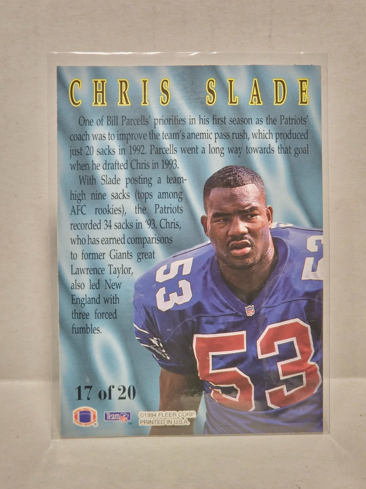 1994 Fleer Rookie Sensations Chris Slade New England Patriots #17 2