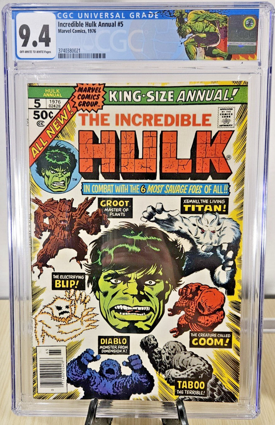 Incredible Hulk Annual #5 CGC 9.4 2nd app Groot Kirby Cover 💎 Retired LABEL 1