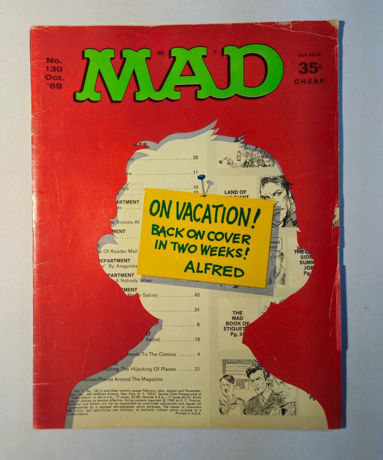 MAD Magazine #130 October 1969 Castro "Highjacked" Rear Cover 1