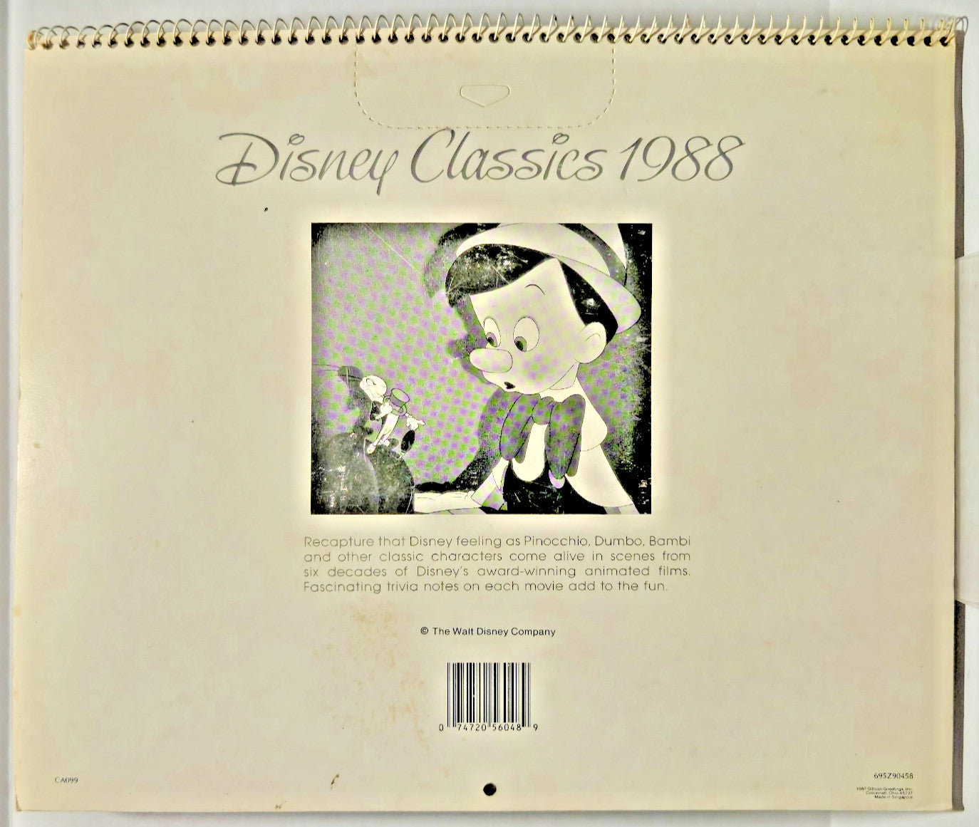 Disney Calendar 1988 Walt Disney Classics Colorful Prints Retro Leap Year 2044 7