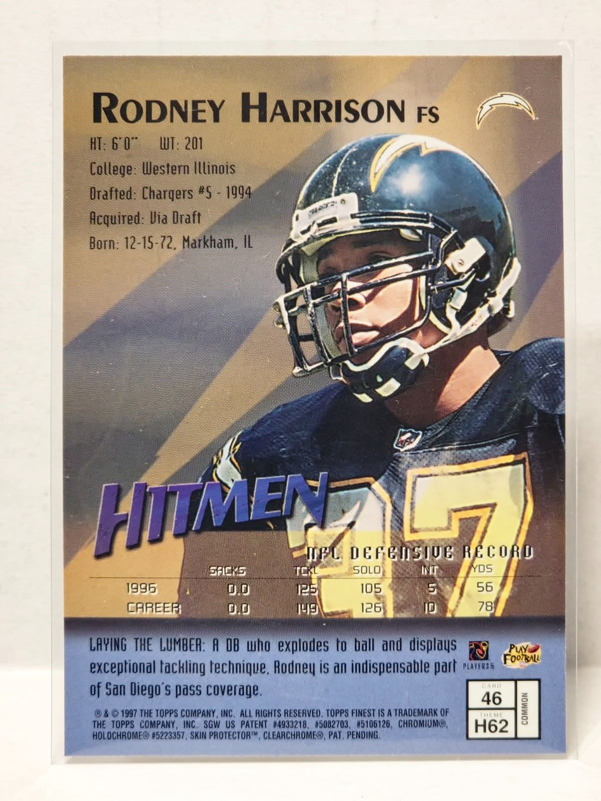 1997 Topps Finest - Rodney Harrison #46 (RC) 2