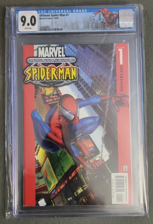 Marvel Ultimate Spiderman #1 POWERLESS 1ST Print OCT 2000 CGC 9.0 Custom LABEL