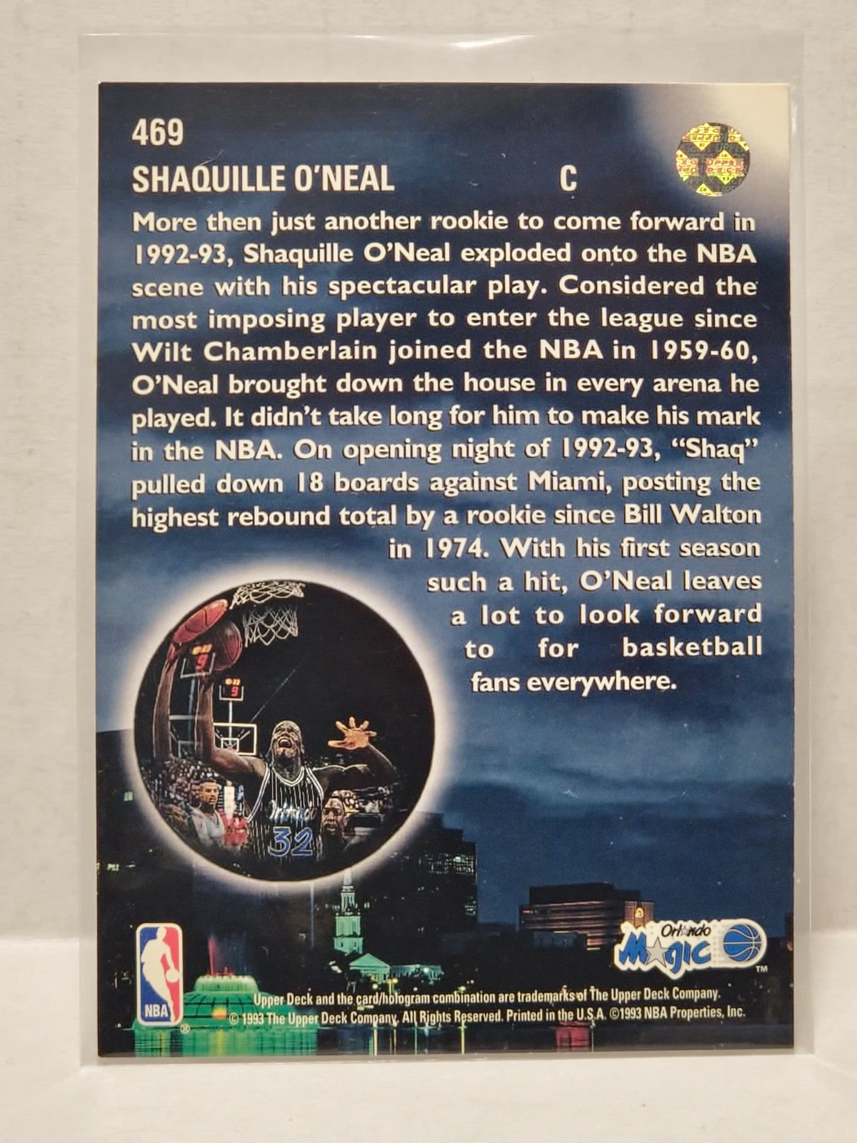1993-94 Upper Deck - Skylights Shaquille O'Neal #469 2