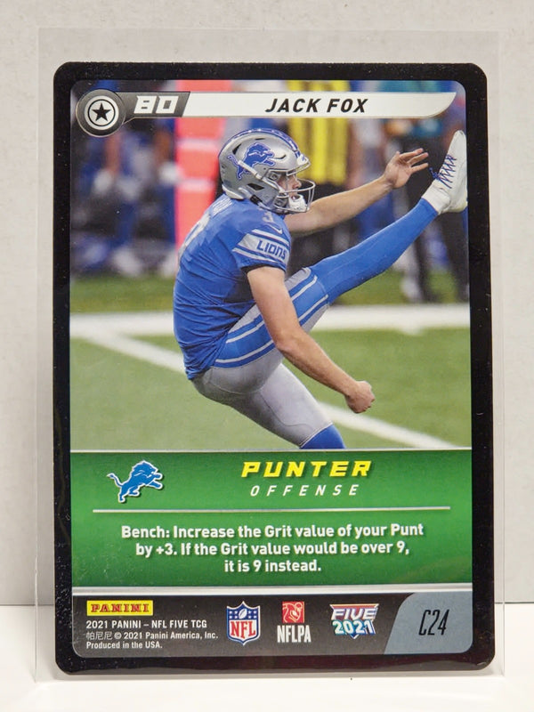 2021 Panini NFL Five Jack Fox card # C24 RC Detroit Lions Offensive Punter